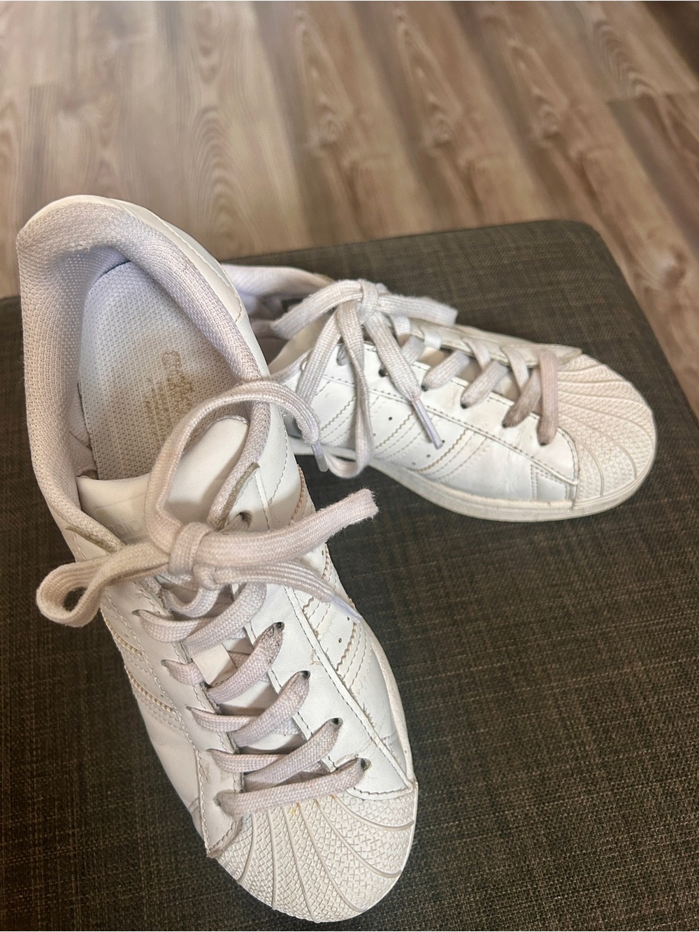adidas Kids White Classic Shell-Toe Sneakers